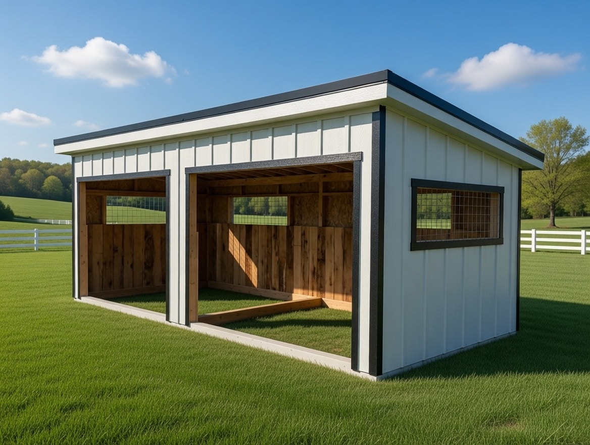 10×24 Run-in Shed – Black Metal Roof